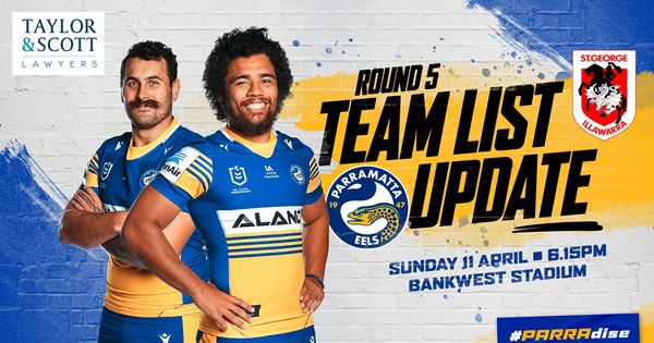 Team List Update - Eels v Dragons, Round Five | Eels