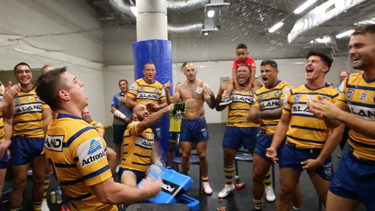 Eels Celebrate Victory With Team Song Eels